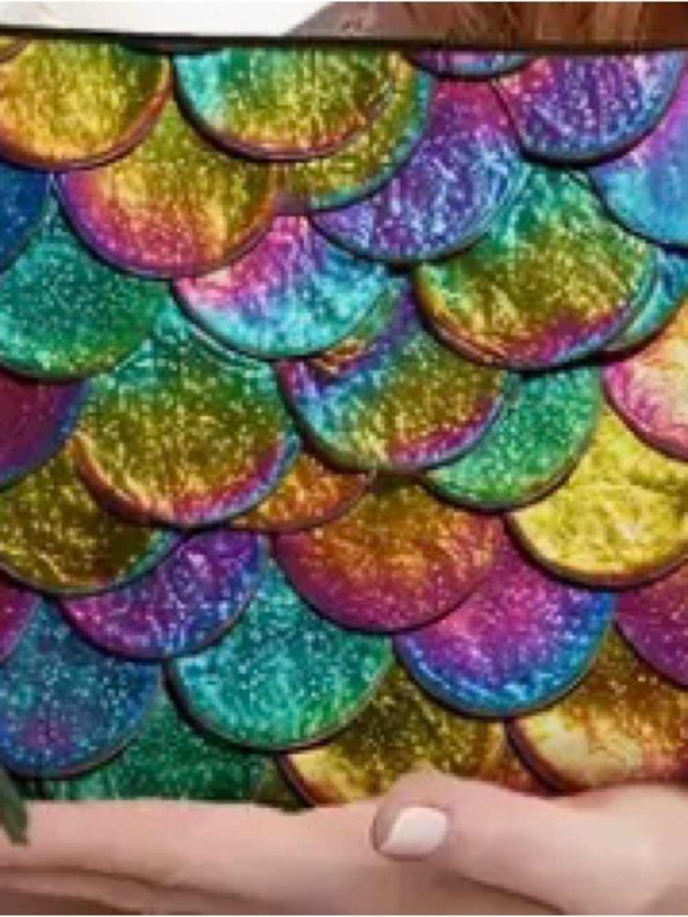 Matte finish Multicolor Mermaid Scale printed Cosmetic Bag